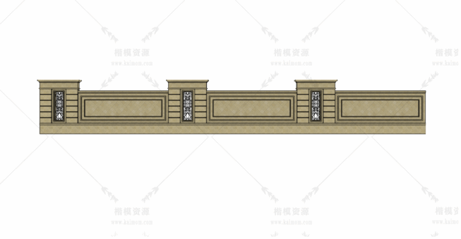 SU户外围墙栏杆模型下载-1