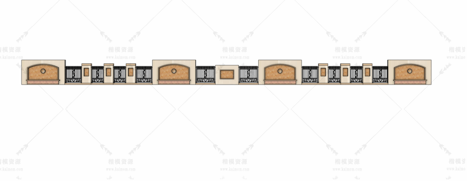 SU户外围墙栏杆模型下载-1