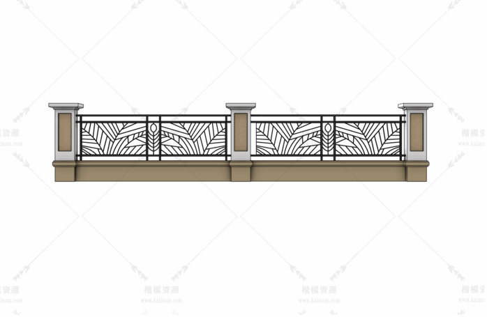 SU户外围墙栏杆模型下载-1