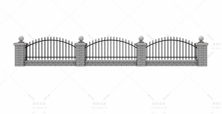 SU户外围墙栏杆模型下载-1