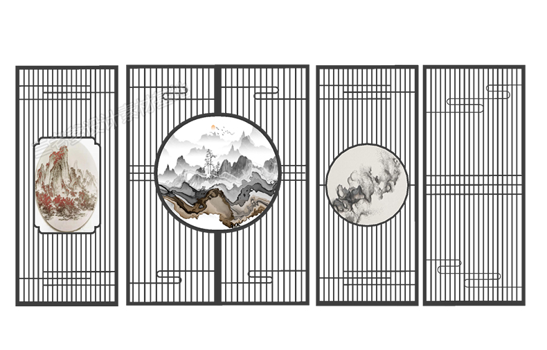 屏风隔断SU模型下载-1