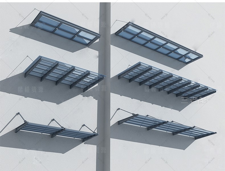 玻璃雨棚SU模型下载-1