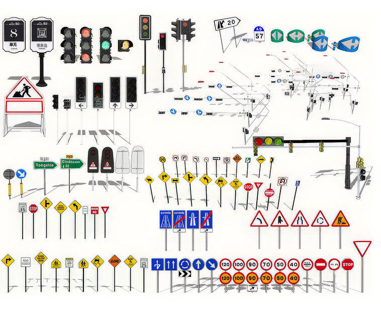 交通信号标牌SU模型下载-1