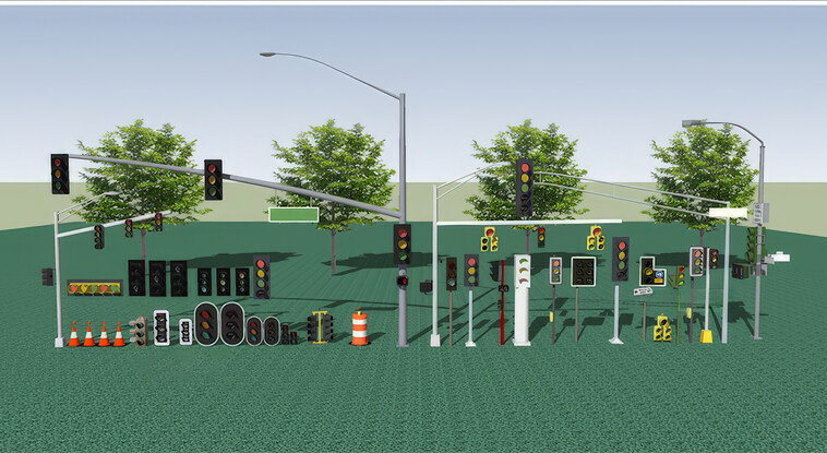 交通信号标牌SU模型下载-1