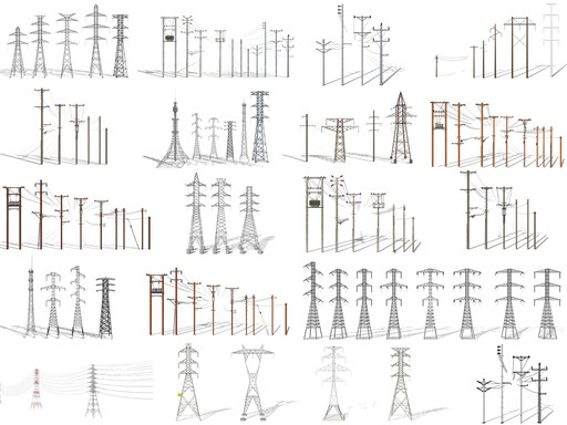 高压线_电线杆SU模型下载-1