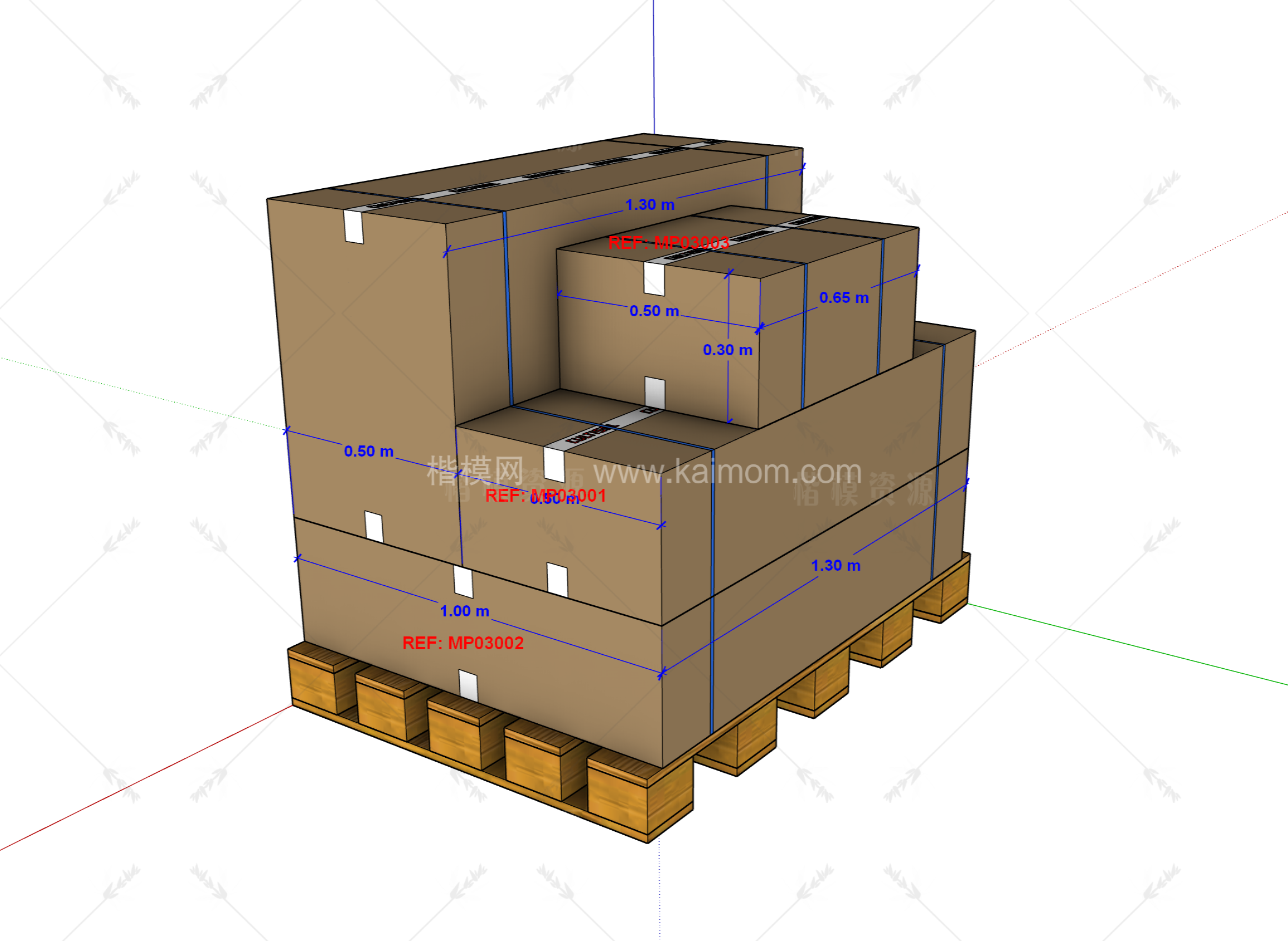 纸箱_木箱_包装盒SU模型下载-1