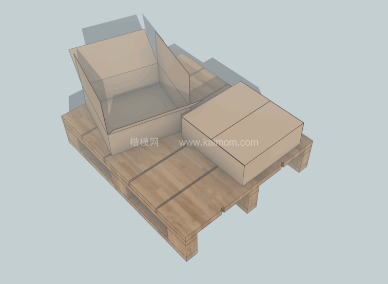 纸箱_木箱_包装盒SU模型下载-1