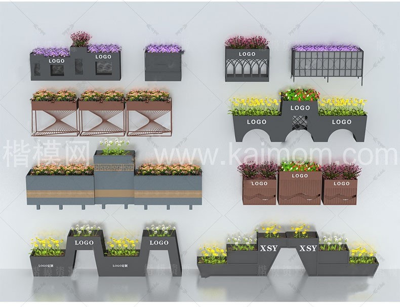 花坛花箱SU模型下载-1