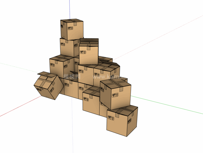 纸箱_木箱_包装盒SU模型下载-1