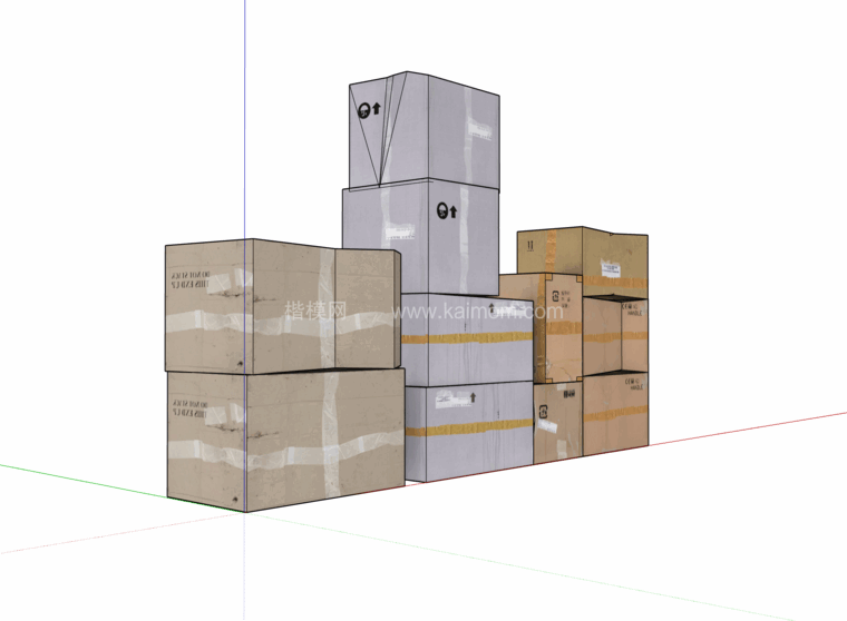 纸箱_木箱_包装盒SU模型下载-1
