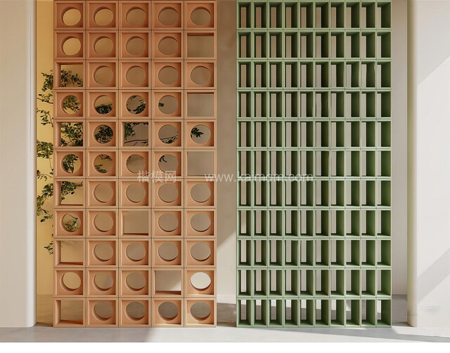 隔断_PU隔断_水泥空心砖Su模型下载-1