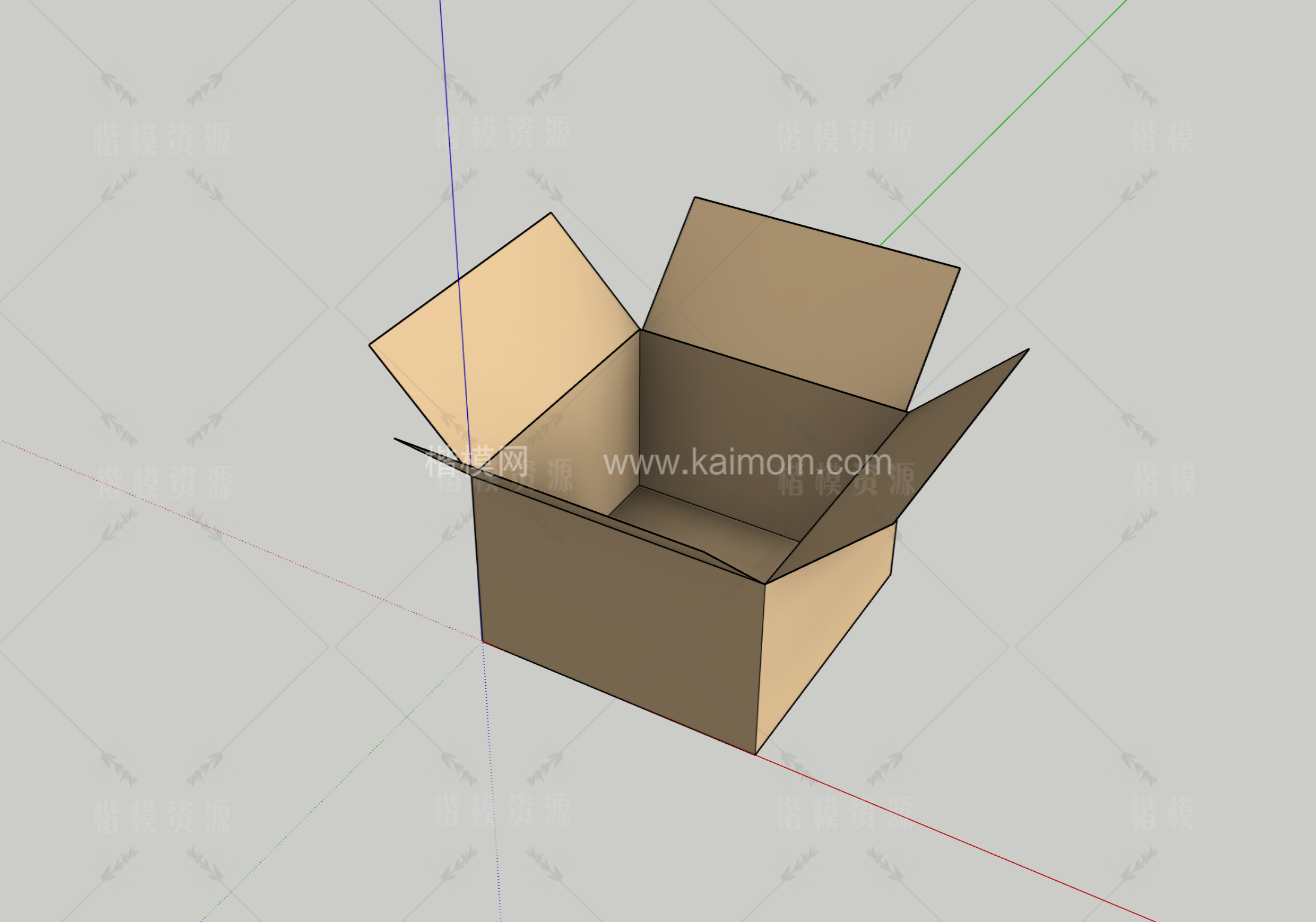 纸箱_木箱_包装盒SU模型下载-1