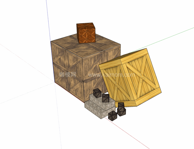纸箱_木箱_包装盒SU模型下载-1