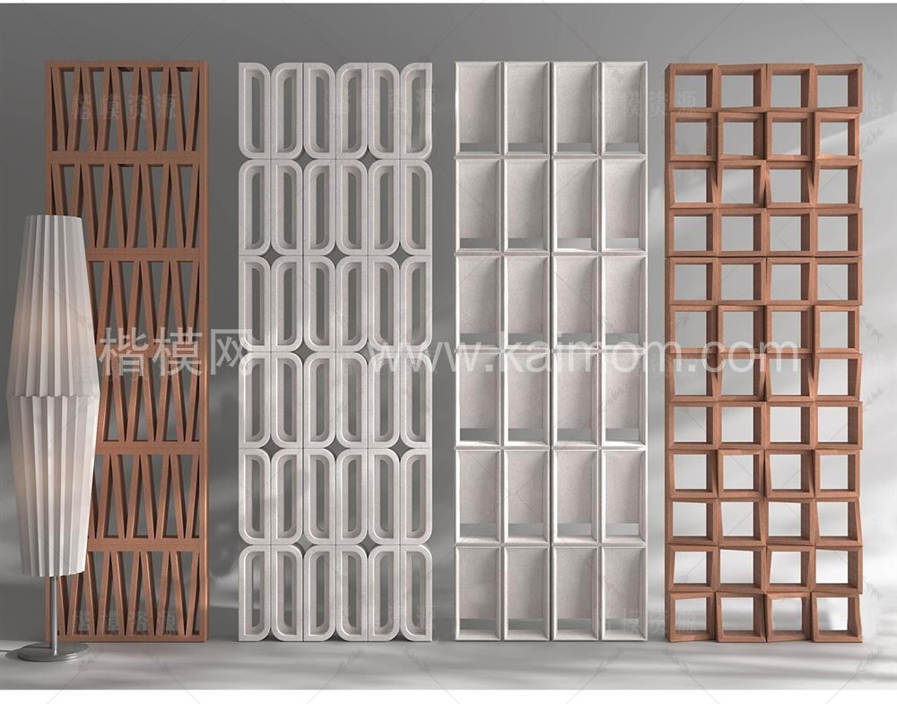 隔断_PU隔断_水泥空心砖Su模型下载-1