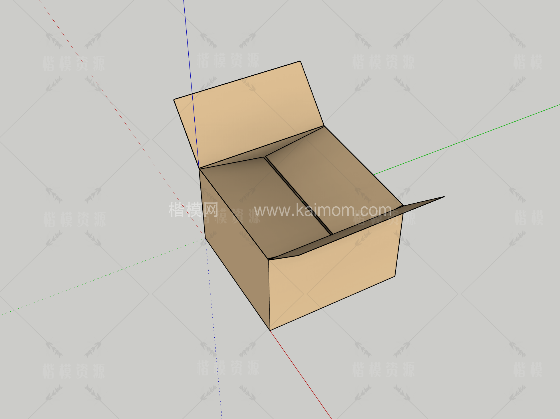 纸箱_木箱_包装盒SU模型下载-1