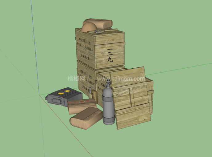 纸箱_木箱_包装盒SU模型下载-1