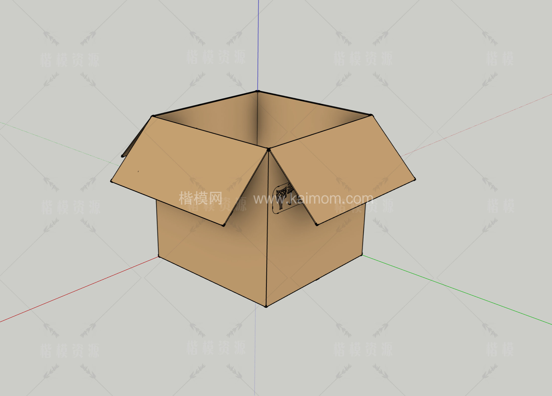 纸箱_木箱_包装盒SU模型下载-1