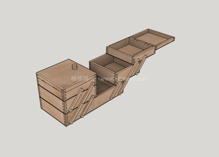 纸箱_木箱_包装盒SU模型下载-1