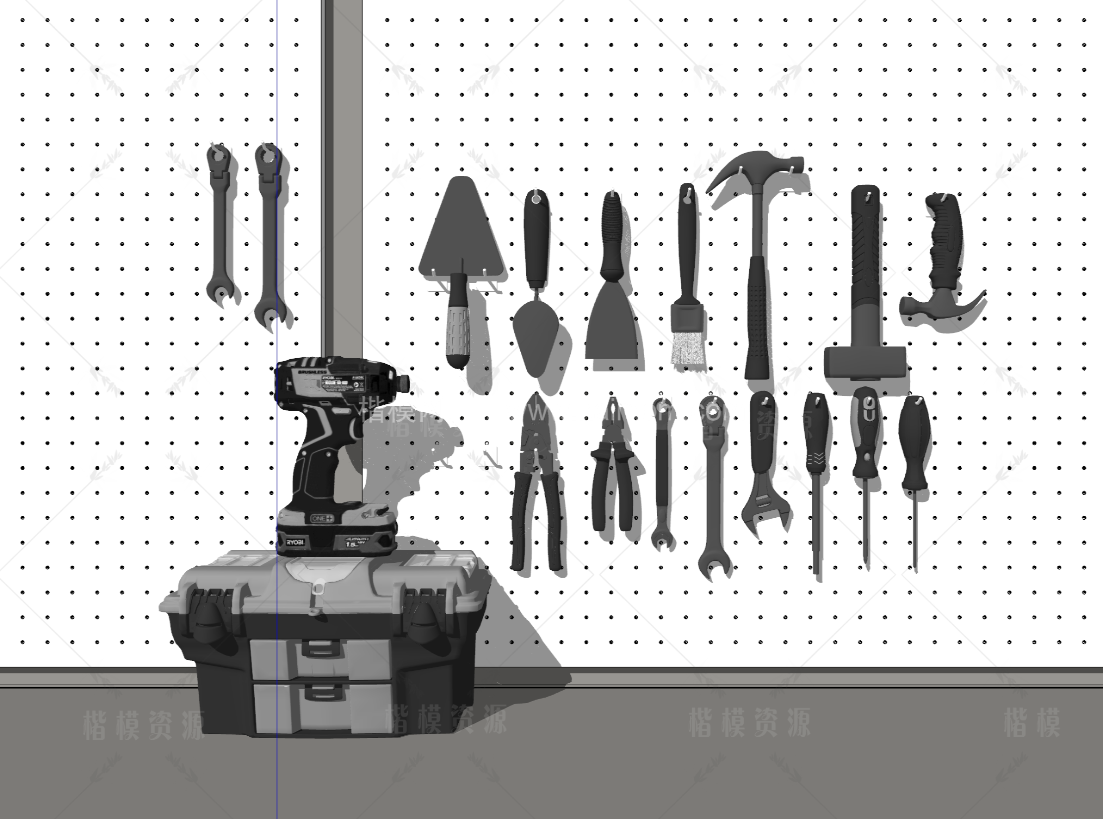老虎钳_手电钻_五金工具SU模型下载-1
