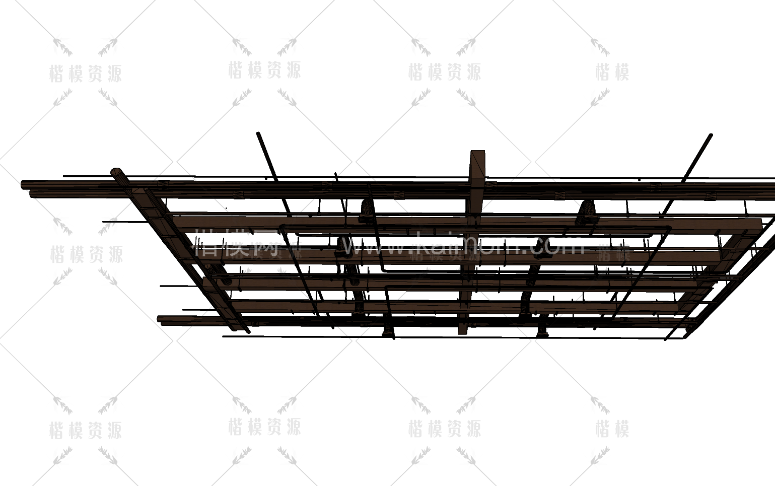 工业管道吊顶SU模型下载-1