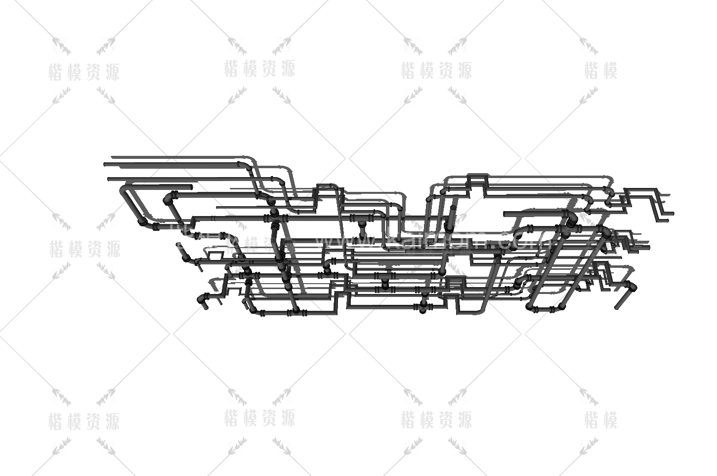 工业管道吊顶SU模型下载-1