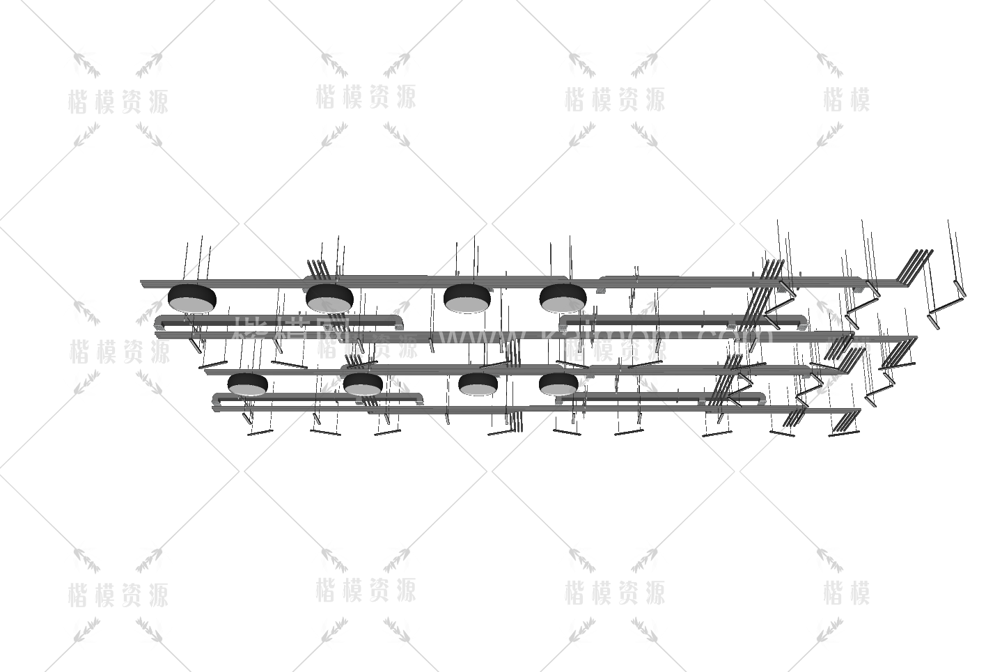工业管道吊顶SU模型下载-1