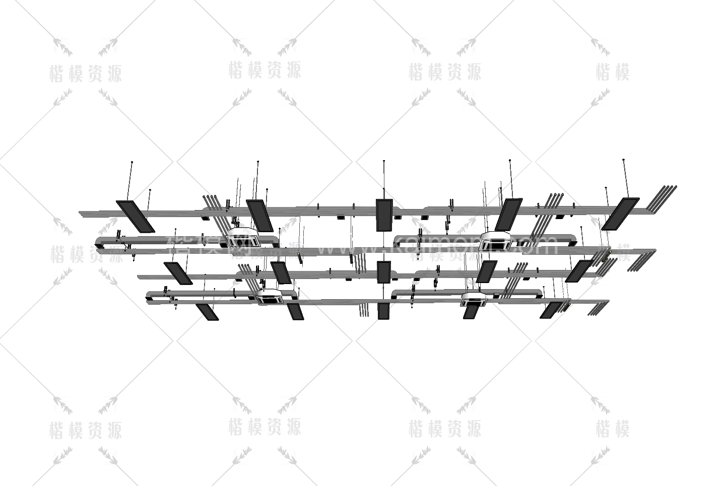 工业管道吊顶SU模型下载-1
