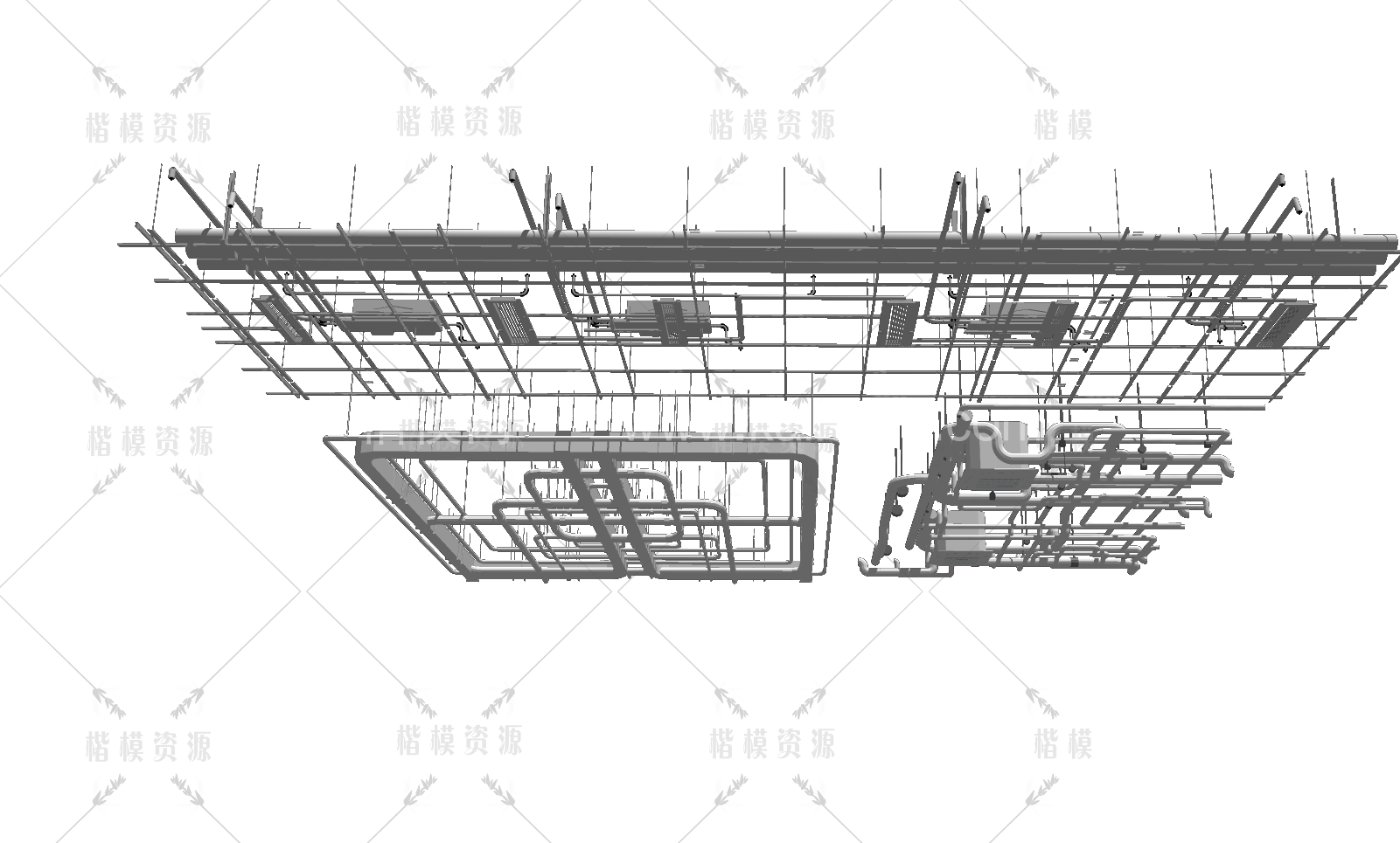 工业管道吊顶SU模型下载-1