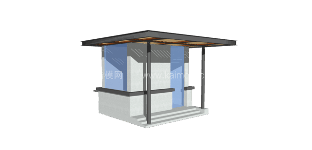 大门_岗亭_道闸SU模型下载-1