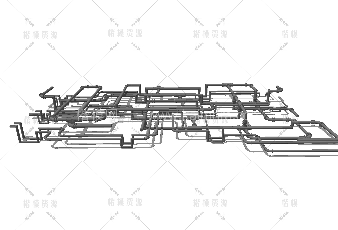 工业管道吊顶SU模型下载-1