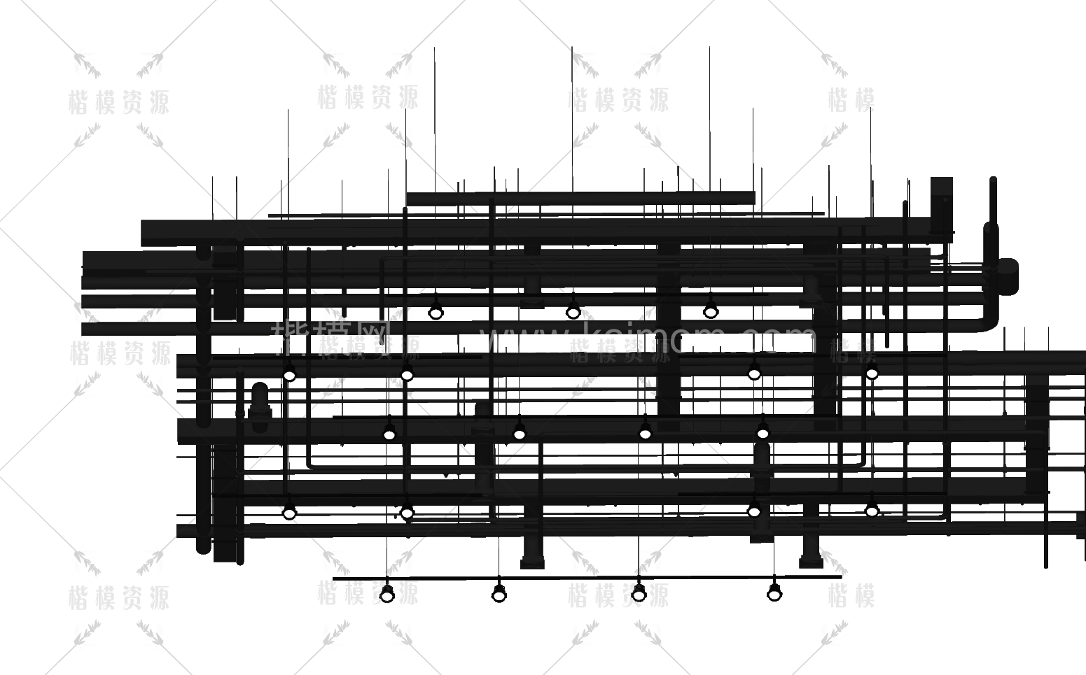 工业管道吊顶SU模型下载-1