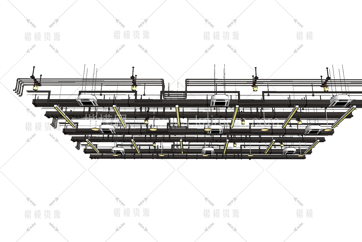 工业管道吊顶SU模型下载-1