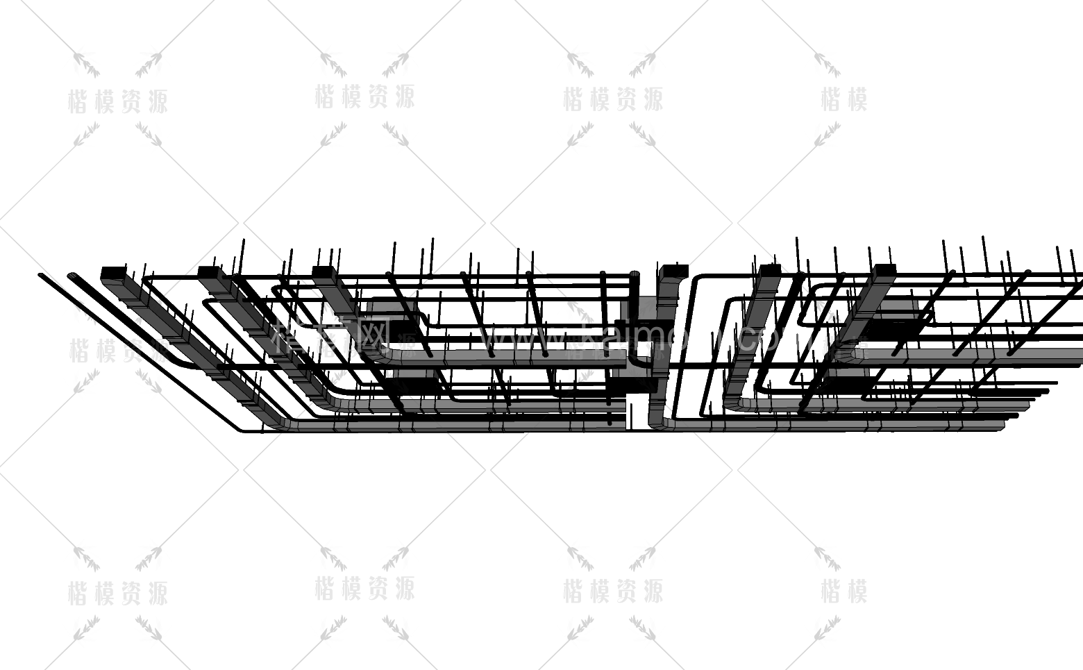 工业管道吊顶SU模型下载-1