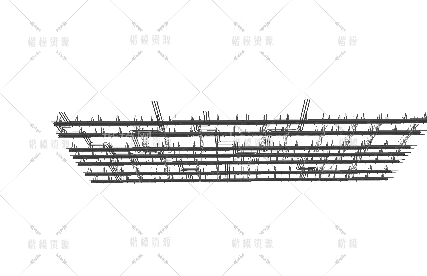 工业管道吊顶SU模型下载-1