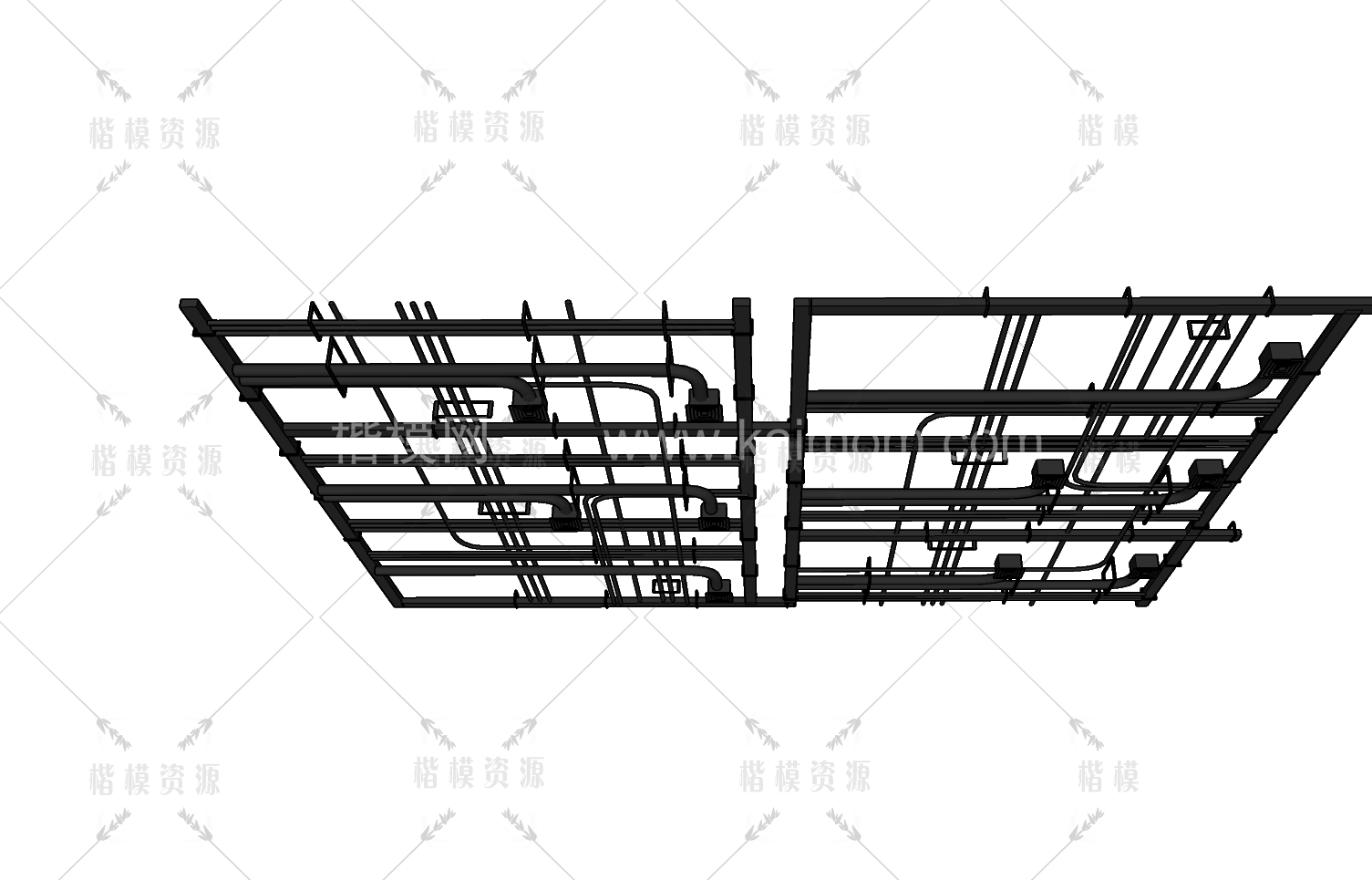 工业管道吊顶SU模型下载-1