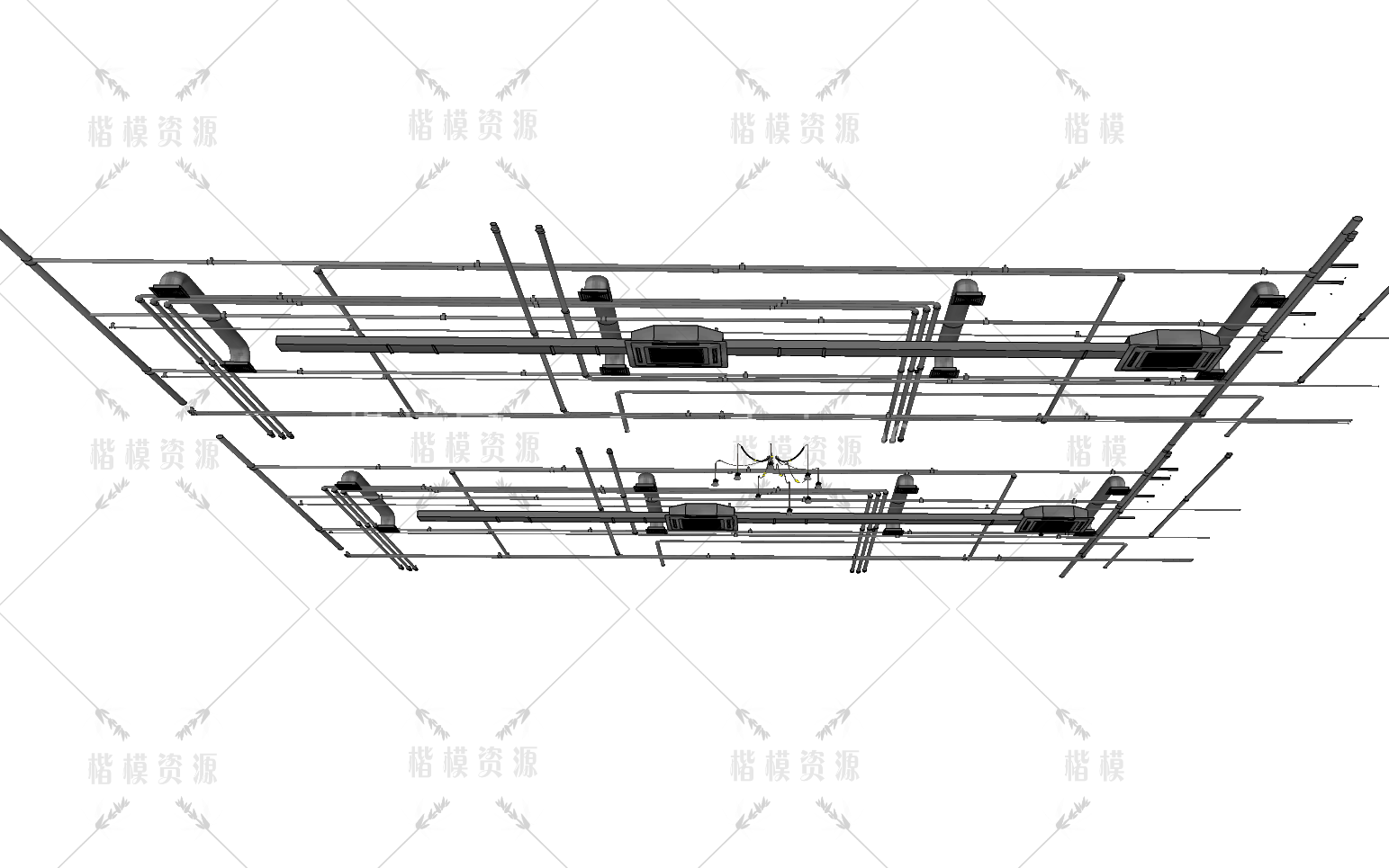 工业管道吊顶SU模型下载-1