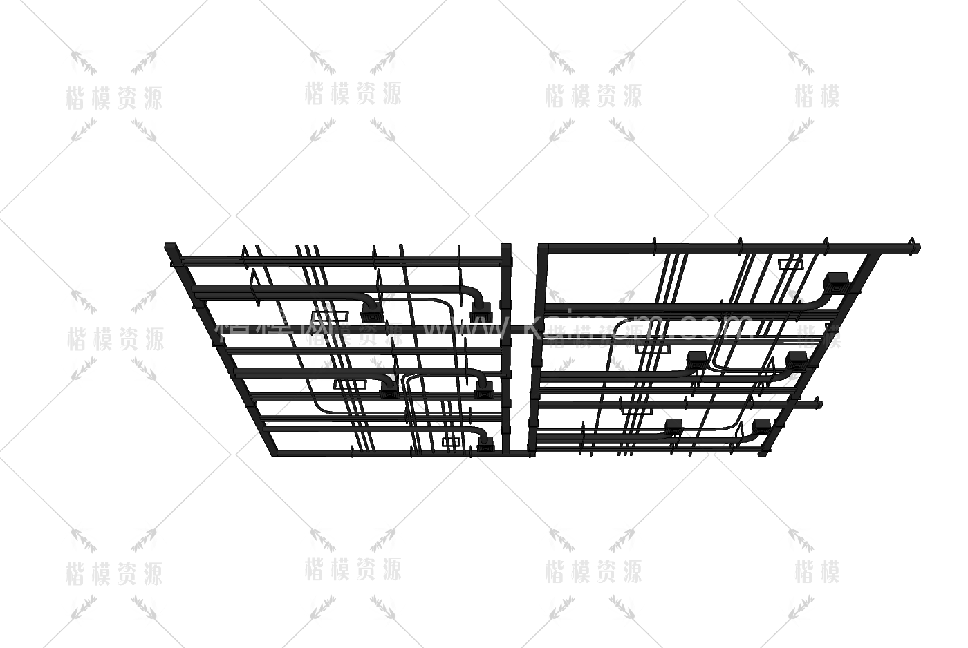 工业管道吊顶SU模型下载-1