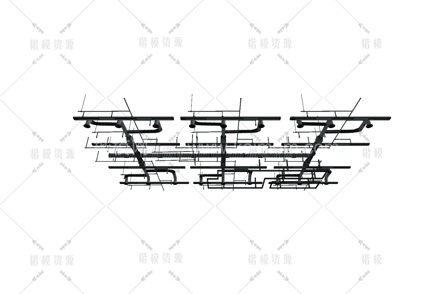 工业管道吊顶SU模型下载-1