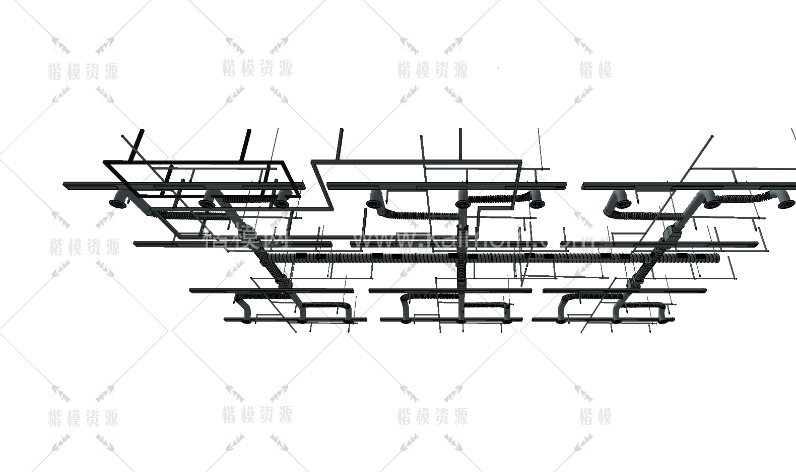 工业管道吊顶SU模型下载-1