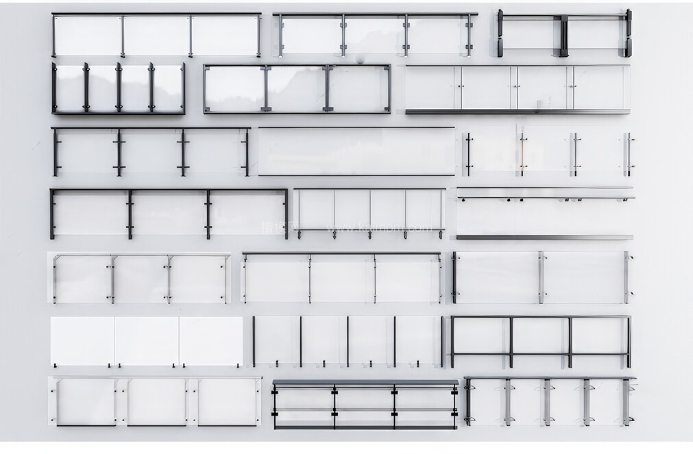 玻璃栏杆_不锈钢栏杆SU模型下载-1