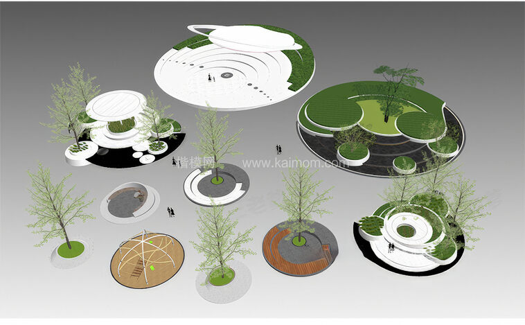 公园景观节点SU模型下载-1