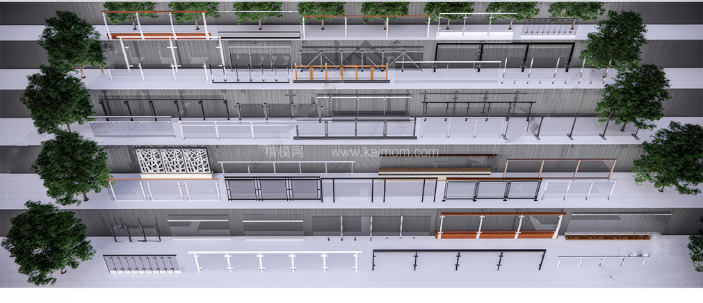 玻璃栏杆_不锈钢栏杆SU模型下载-1