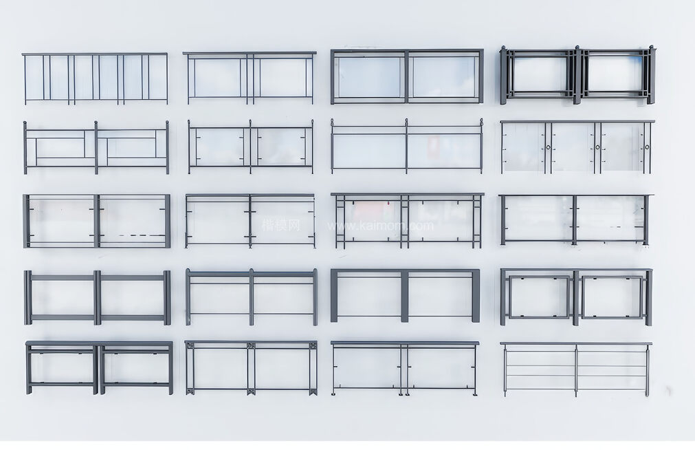 玻璃栏杆_不锈钢栏杆SU模型下载-1