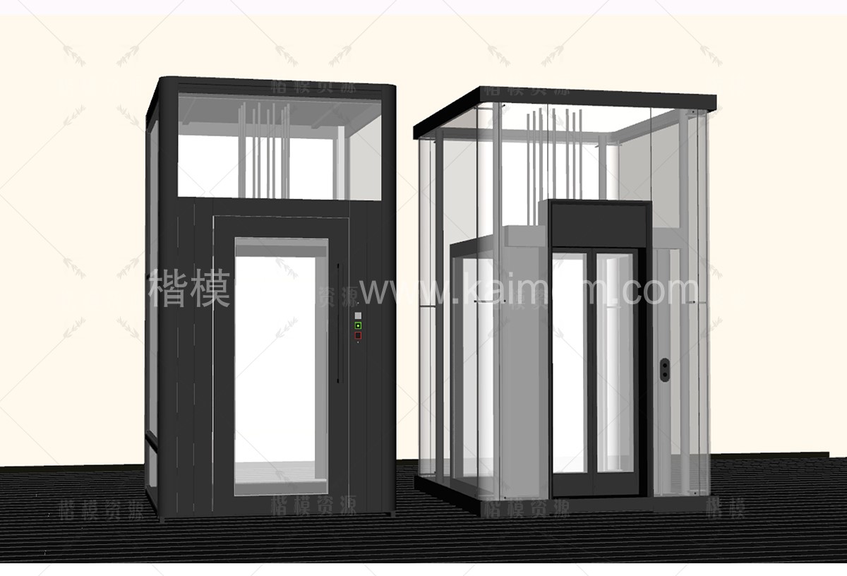 垂直电梯_手扶电梯SU模型下载-2