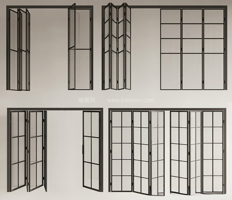 折叠门推拉门SU模型下载-1