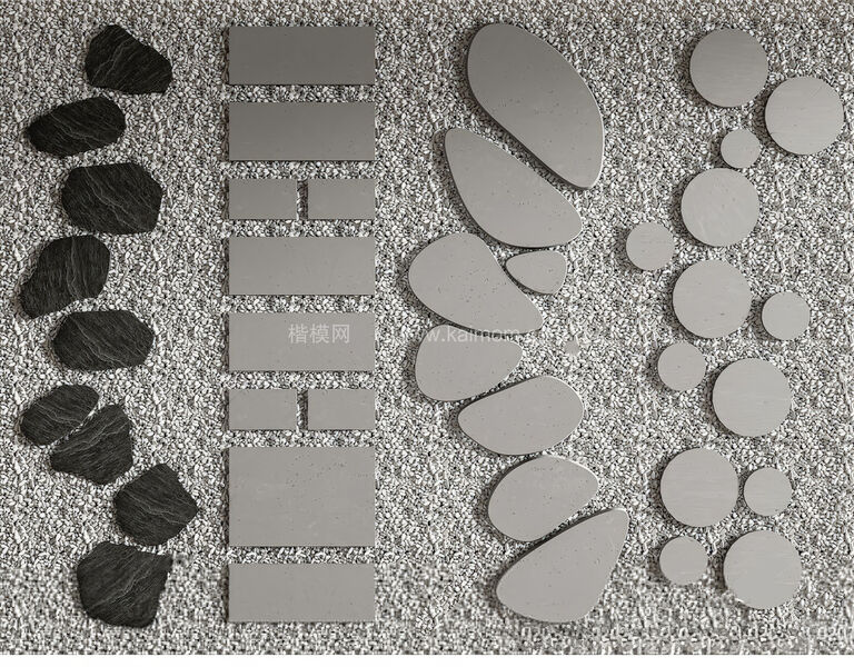 石子鹅卵石su模型下载-1