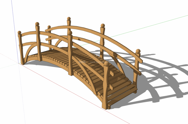 中式景观木桥_栈道桥_拱桥_景观桥SU模型下载-1