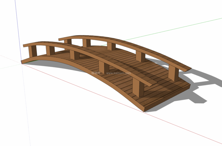 中式景观木桥_栈道桥_拱桥_景观桥SU模型下载-1