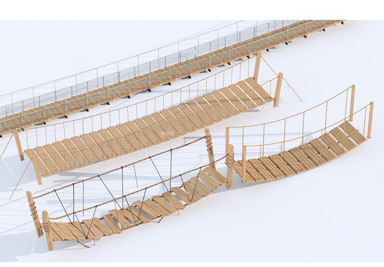 中式景观木桥_栈道桥_拱桥_景观桥SU模型下载-1