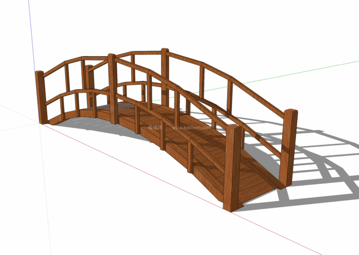 中式景观木桥_栈道桥_拱桥_景观桥SU模型下载-1